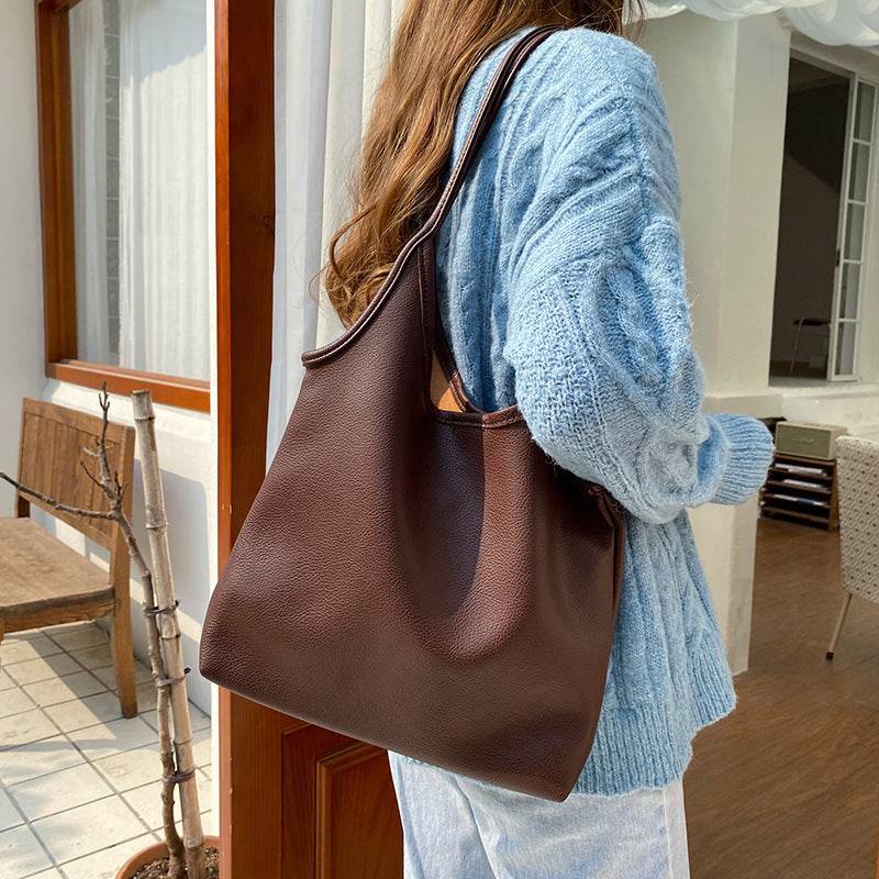 Solid Color Lightweight Pu Soft Leather Hand Bag - Velora