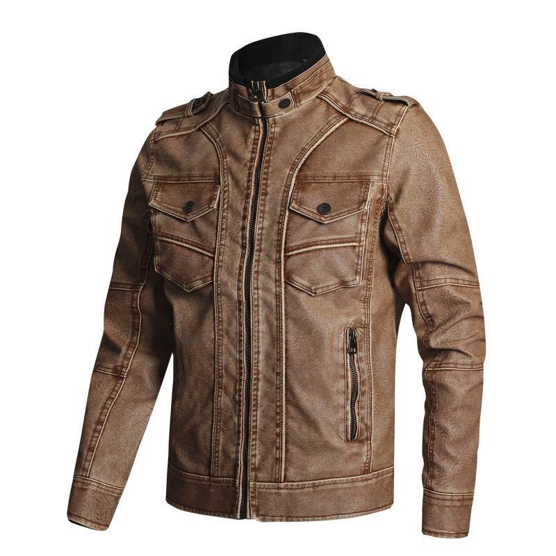 Thick PU Leather Coat Men's Fashion Casual - Velora