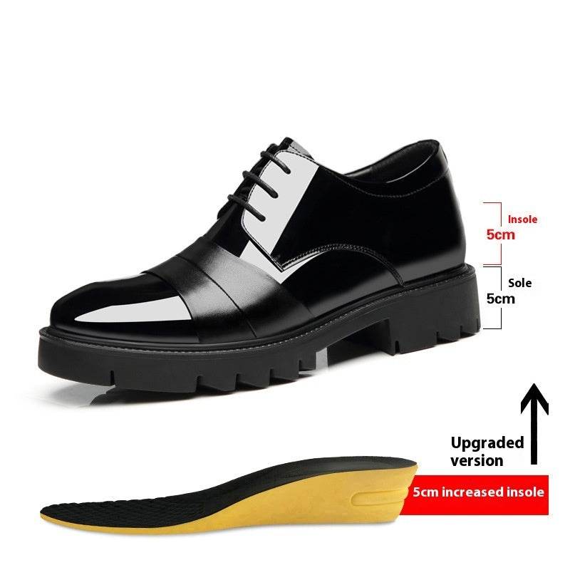 Height Increasing Insole 10cm Men's Business Formal Wear Paint Bright Leather 8cm Platform Height Increasing Shoes - Velora