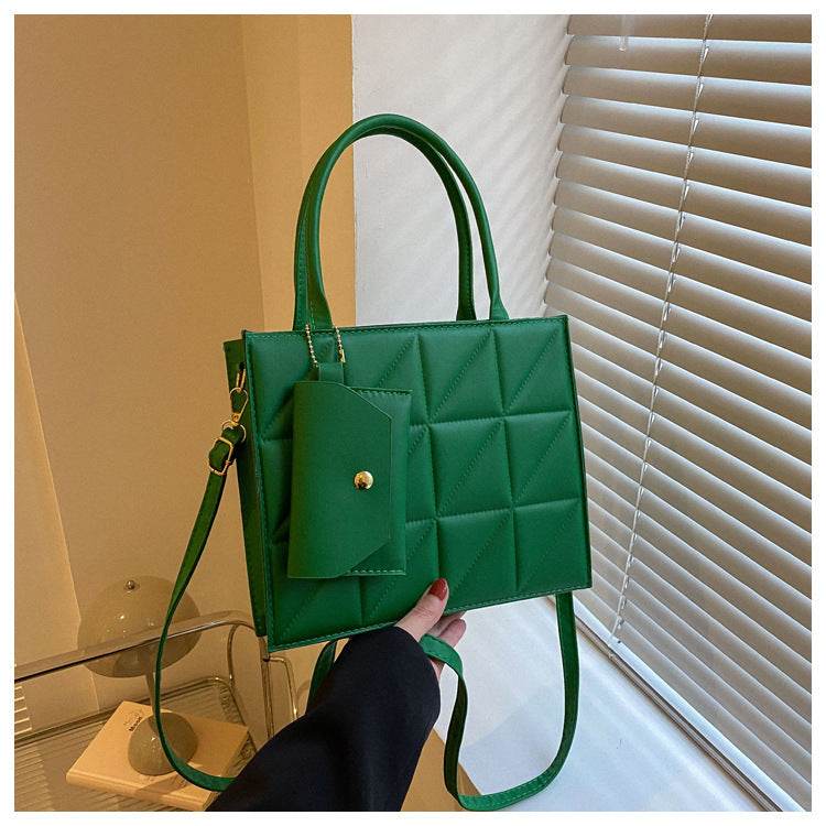 Fashion Plaid Shoulder With Small Wallet Simple Elegant Portable Square Tots Women's Handbag - Velora