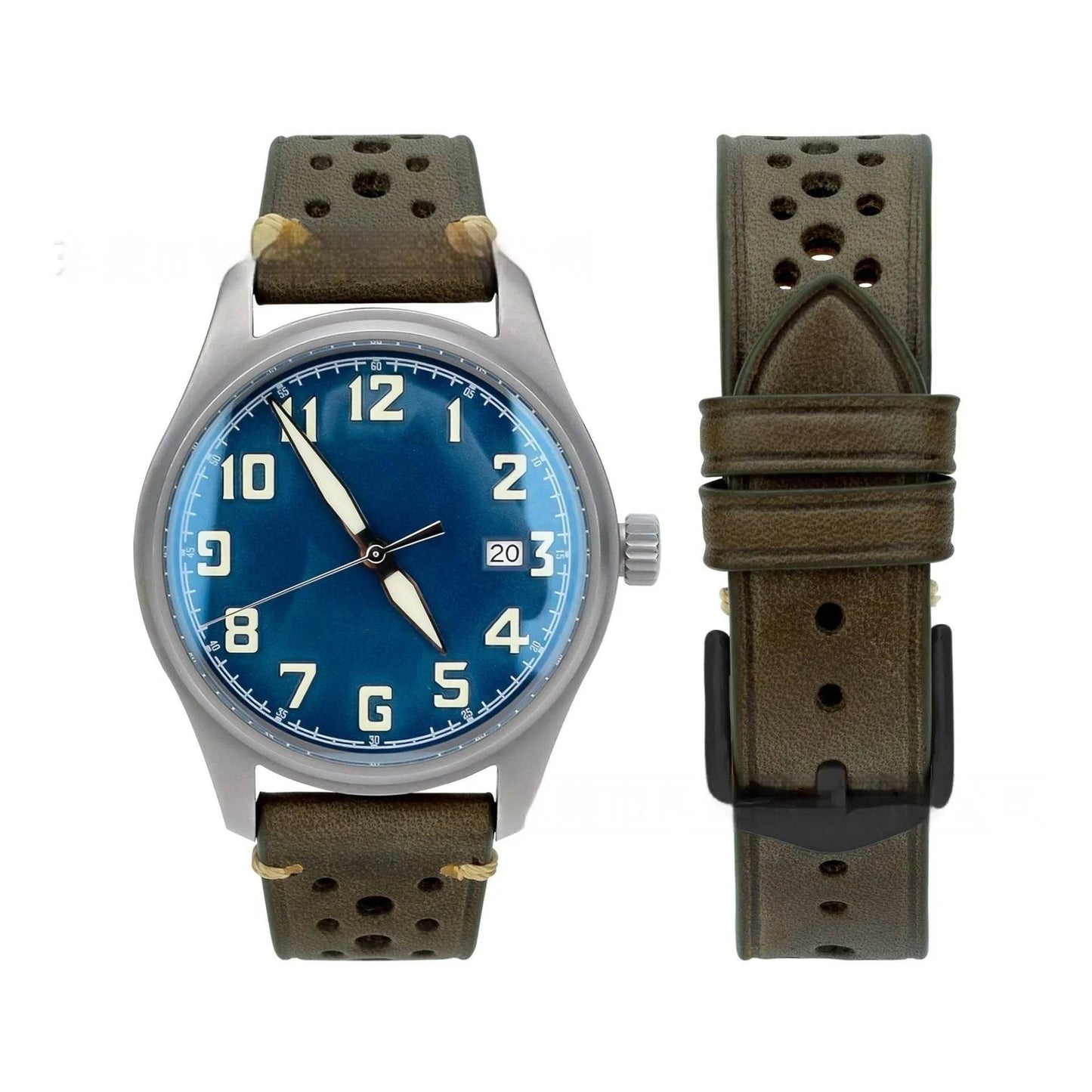 20mm Watch First Layer Cow Leather Watch Strap Retro Comfort - Velora
