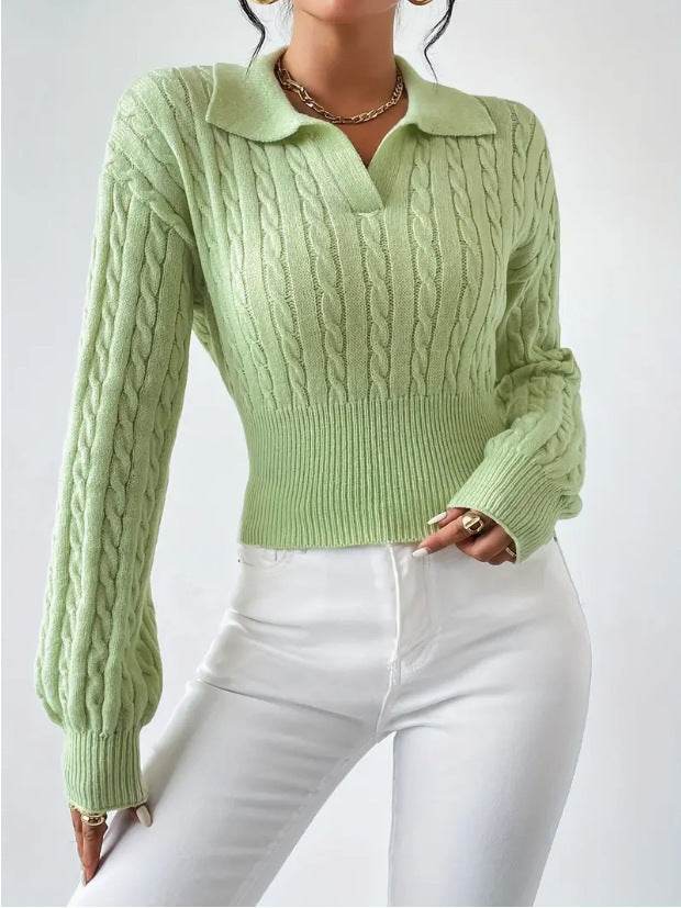 Women's Sweater Fashion Solid Color And V-neck - Velora