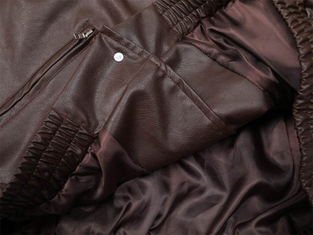 Men's Leather Coat Brand Zipper - Velora