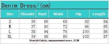 Stretch Mid Length Retro jeans Slim Single-breasted button down short sleeve Denim Dress - Velora