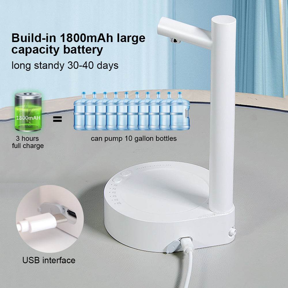Desk Dispenser Electric Water Gallon Automatic Water Bottle Dispenser Rechargeable Water Dispenser - Velora