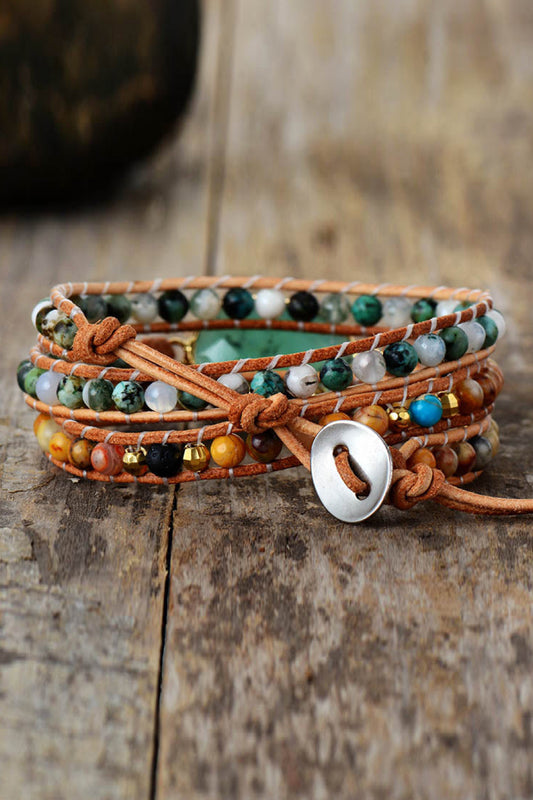 Natural Stone & Agate Layered Bracelet - Velora