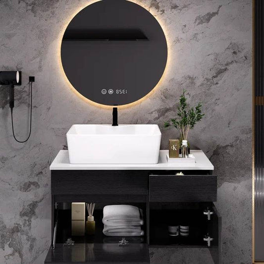 31.5 Inches Wall Mounted Single Bathroom Vanity With Engineered Stone Top - Velora