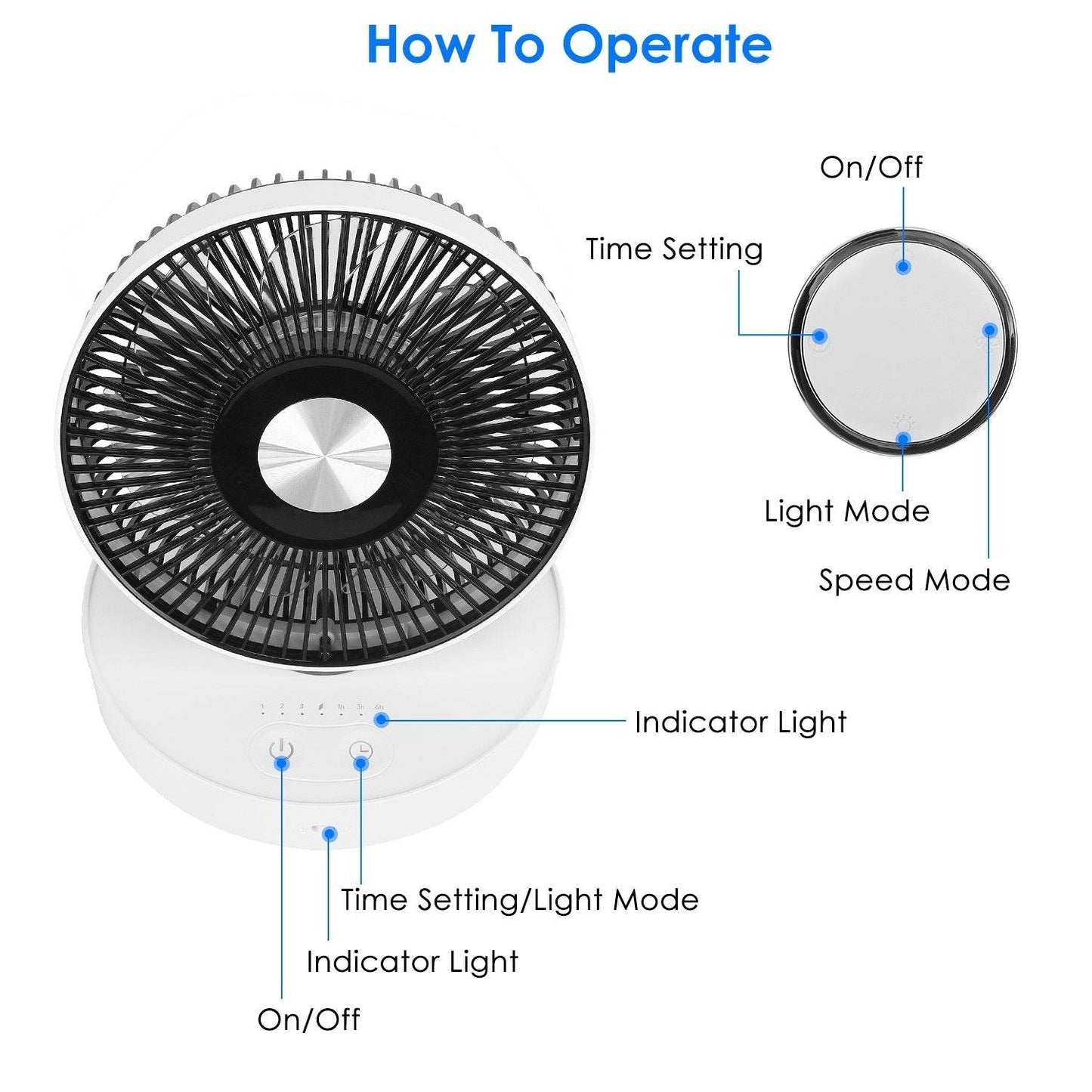 Foldable Rechargeable Portable Remote Control Desk Fan