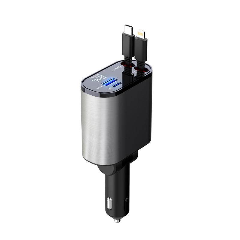 Metal Car Charger 100W Super Fast Charging Car Cigarette Lighter USB And TYPE-C Adapter - Velora