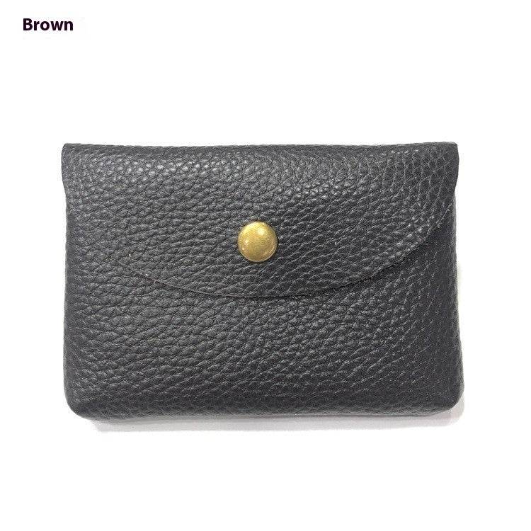 First Layer Cattlehide Leather Fashion Hidden Hook Coin Pocket Card Holder Mini-Portable - Velora