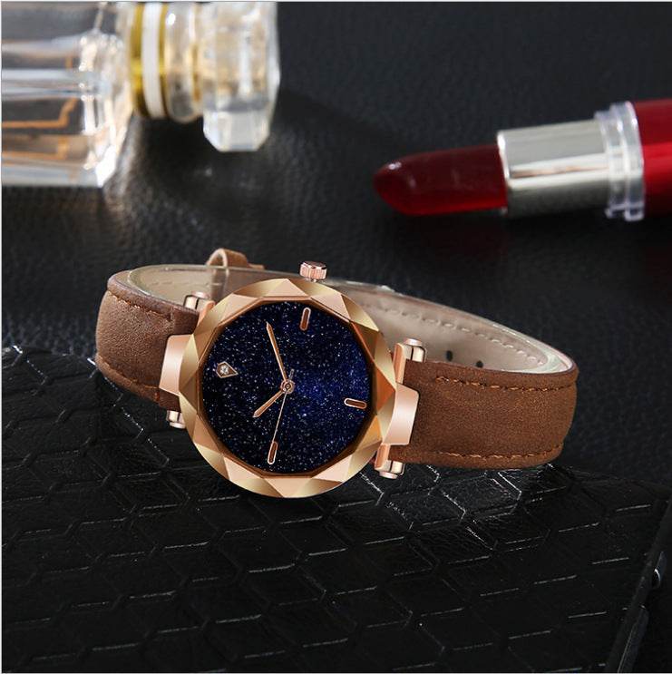 Starry Sky Dial Simple Women's Watch Fashion Belt - Velora