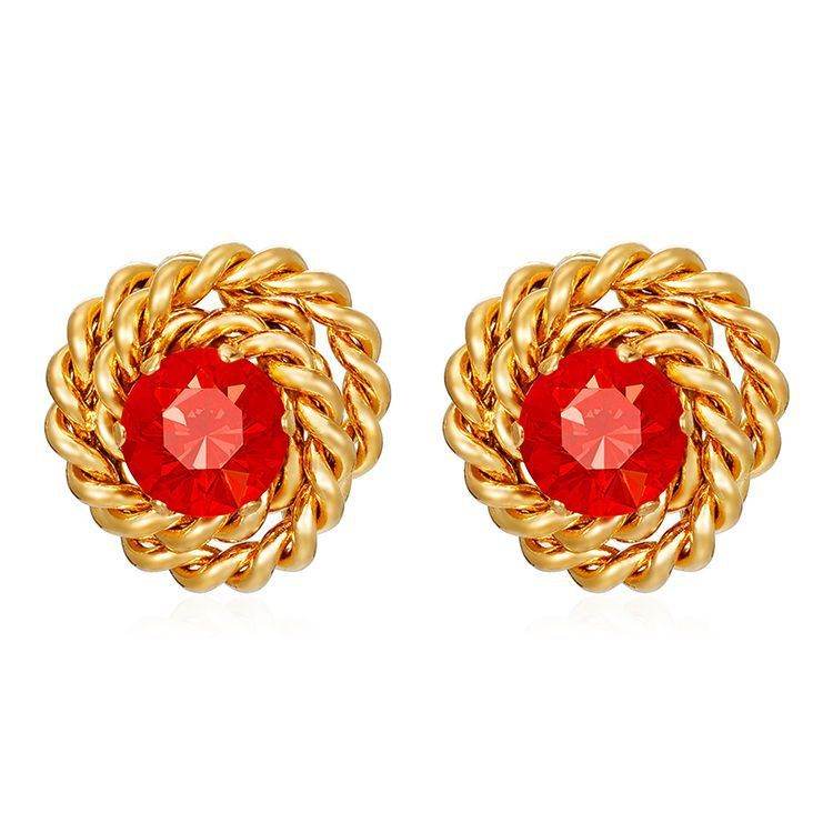 Retro Trendy Rose Zircon Stud Earrings - Velora