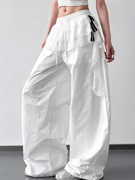 Oversized Wide Leg Pants with Drawstring Waist - Velora