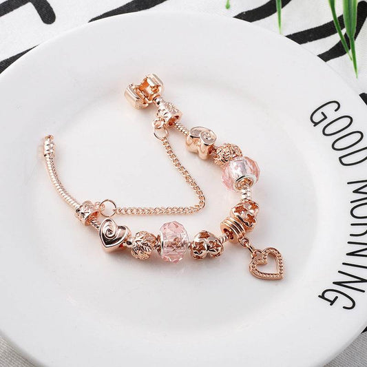 Fashion Love Geometric Rose Gold Bracelet Women's Jewelry - Velora