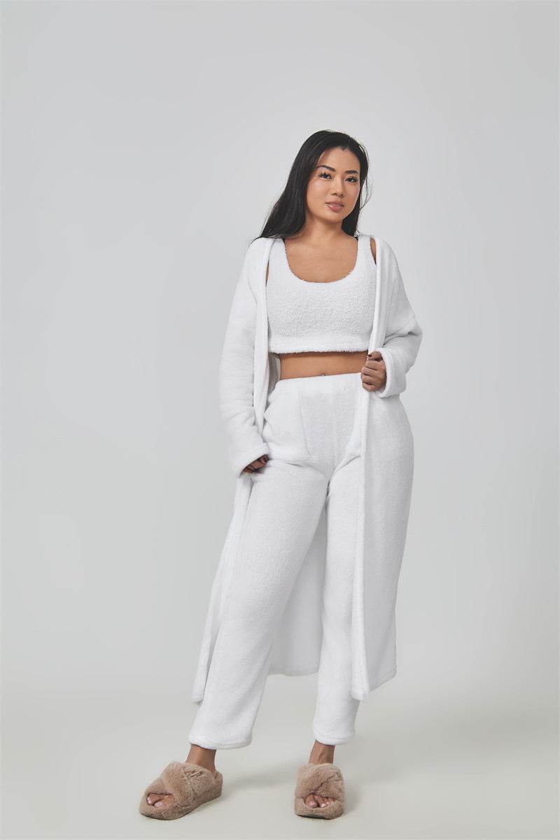 Cozy Pajama Set, 3 Piece Lounge Set, Cute Loungewear, Warm Suit Sets, Matching Set, Lounge Set, 3 Piece Pant Sets, Women Winter Dress - Velora