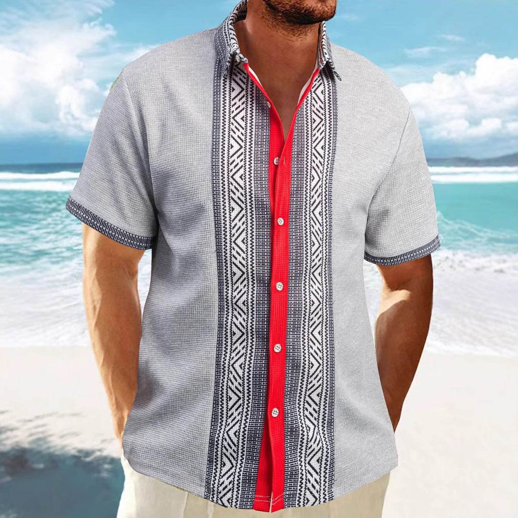 Printed Button Short Sleeve Men - Velora