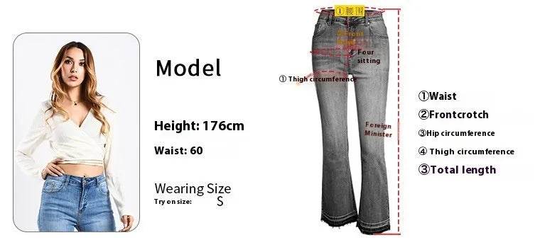Women's Washed Elastic Loose Wide Leg Ankle-length Bootcut Jeans - Velora