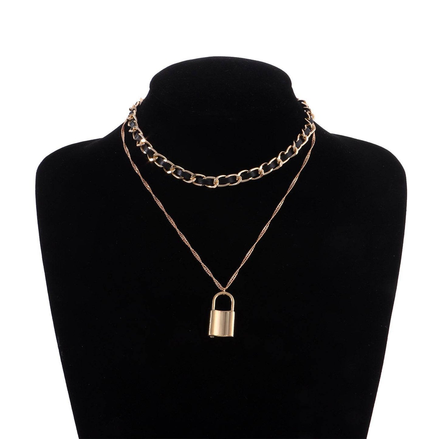 Vintage Chain Lock Pendant Necklace For Women - Velora