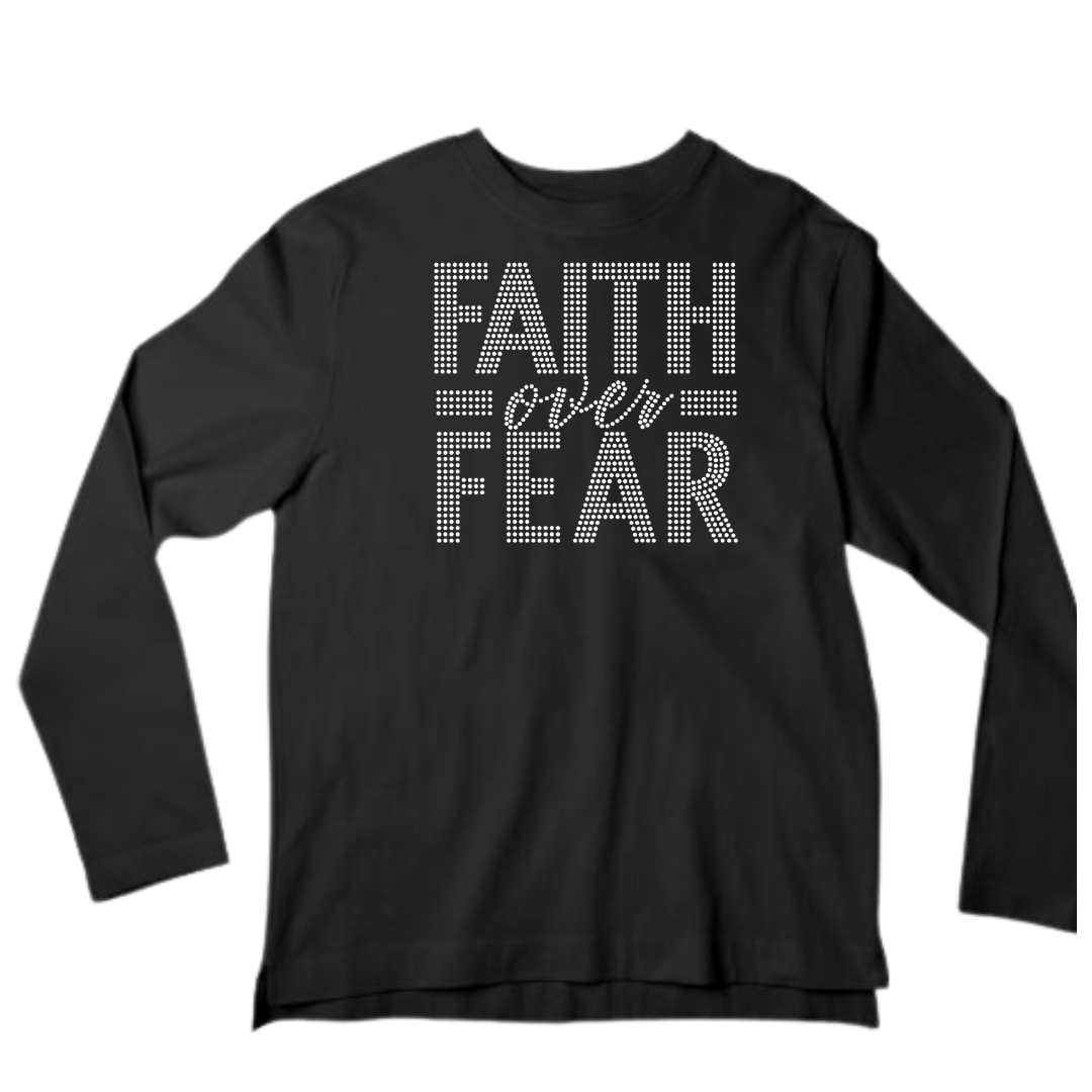 Faith Over Fear Rhinestone Shirt – Inspirational Sparkle Bling Tee | Blingdazzel