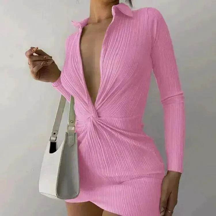 Fashionable Charming New L-neck Twisted Charming Tight-fitting Dress