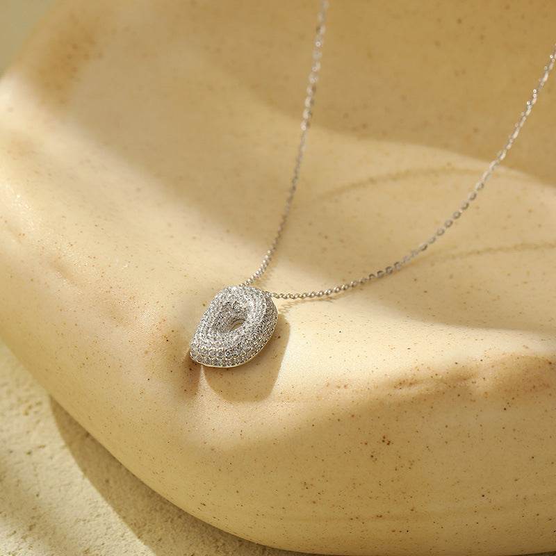 Silver 26 Letter Bubble Necklace For Women Full Diamond - Velora