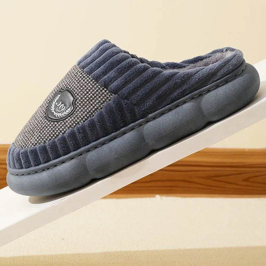Plus Size Colorblock Plush Slippers For Women Men Winter Warm Home Slipper Indoor Thick-soled Fleece Shoes Couple - Velora