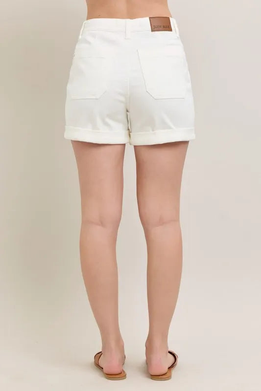 Judy Blue Full Size High Waist Cuff Denim Shorts Plus Size - Velora