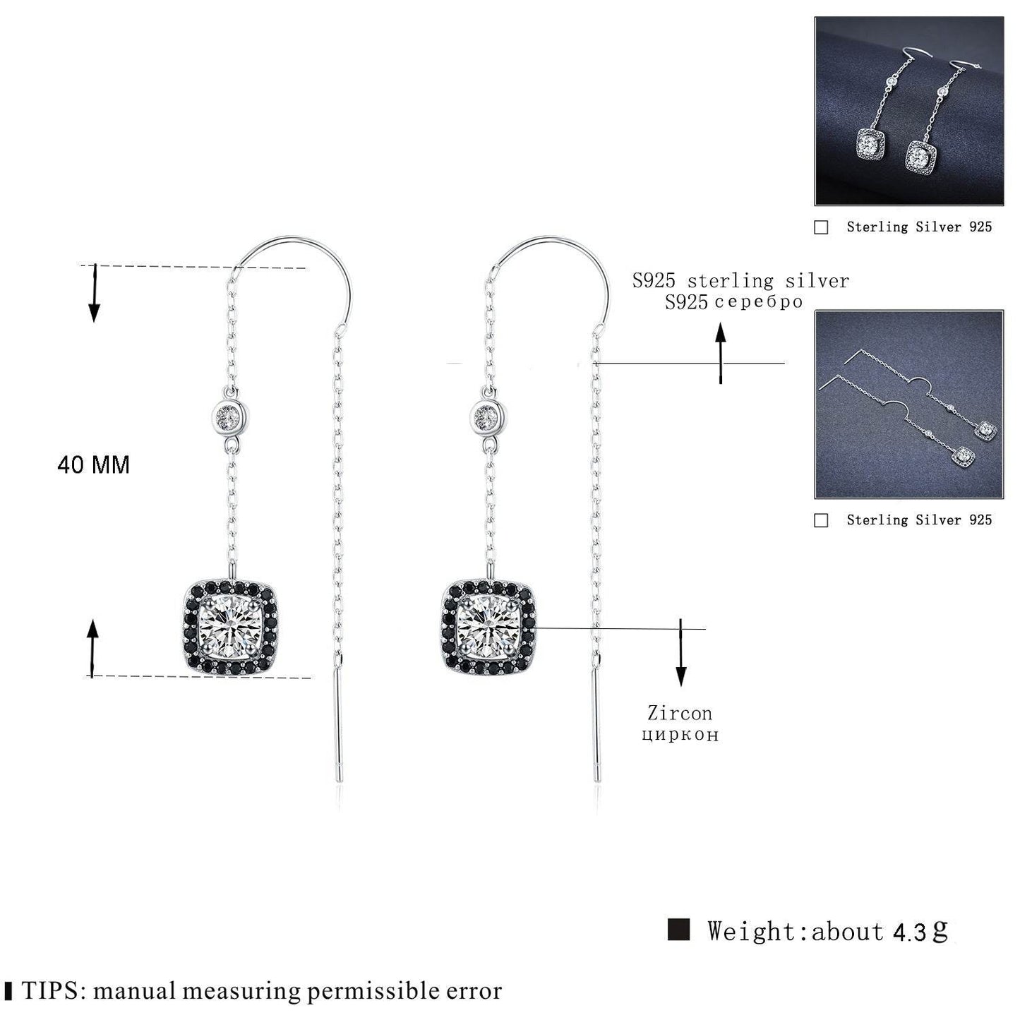Light Luxury Long Copper Plated Zircon Dangle Earrings - Velora