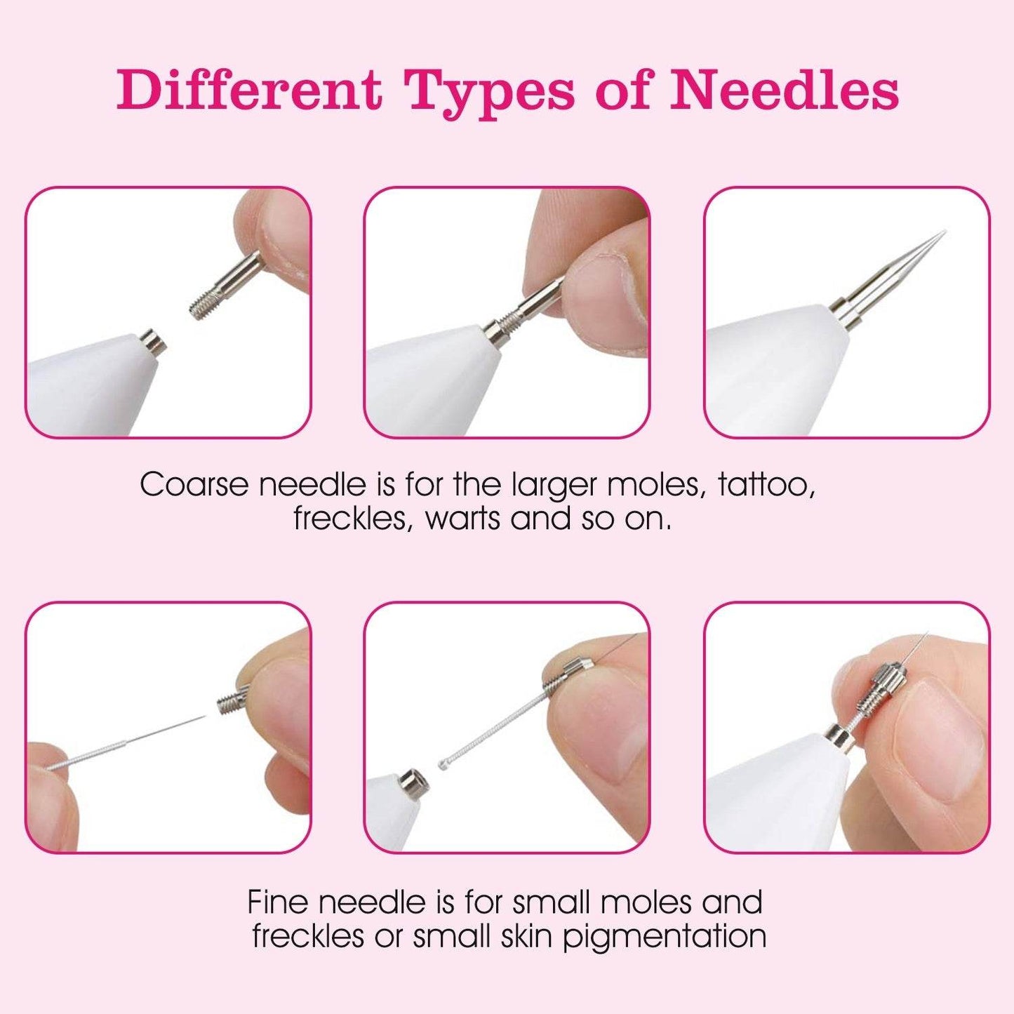1Pc Skin Tag Repair Kit Portable Beauty Equipment Multi-Level With Home Usage USB Charging LCD Level Adjustable 6 Replaceable Needles - Velora