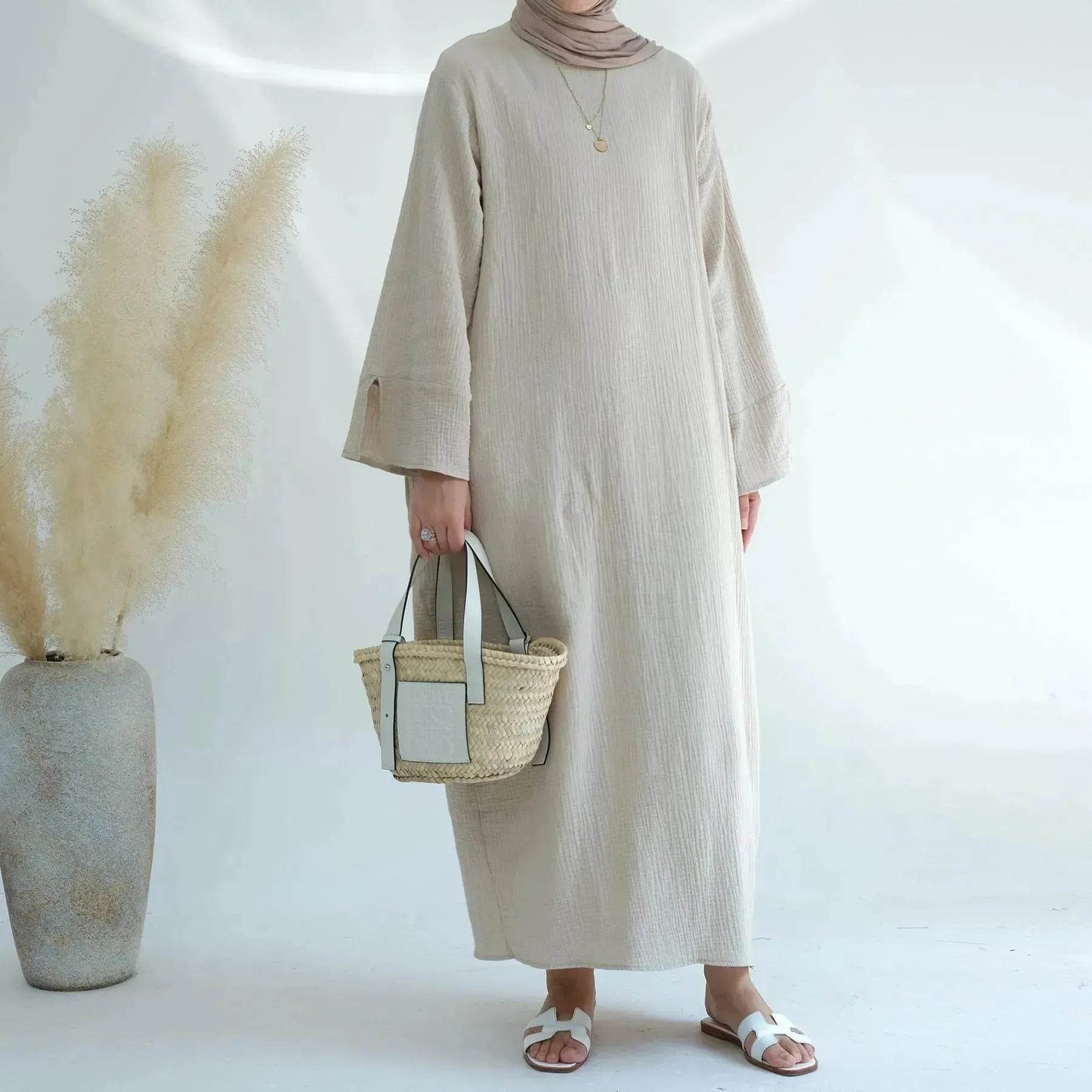 Plain Abaya Dress Eid Abaya 2025 Simple cotton abaya - Velora