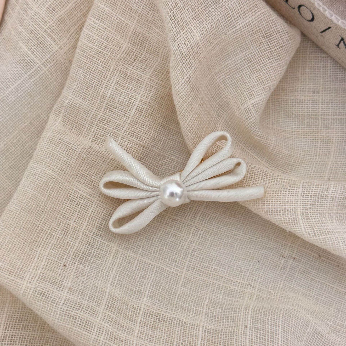 Side Clip Bangs Pearl Bow A Pair Of Hairclips Duckbill Clip - Velora