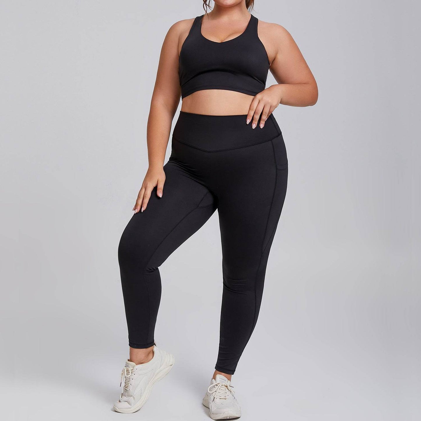 Plus Size Women Sports Workout Gym - Sleeveless Crop and Pant - Velora