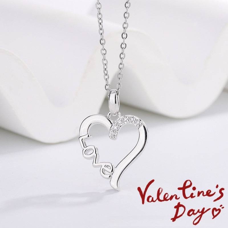 Creative Heart Design LOVE Titanium Steel Necklace LOVE Pendant For Women Wedding Anniversary Party Statement Neck Accessories Jewelry Gift - Velora