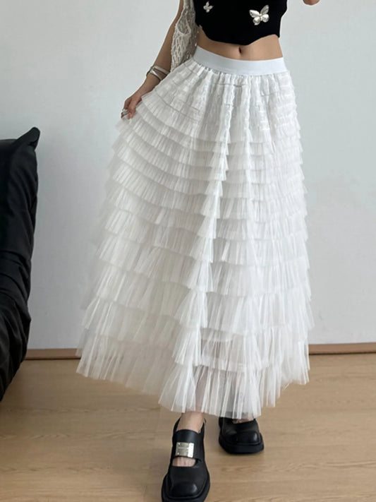 Tiered Tulle Maxi Skirt - Velora