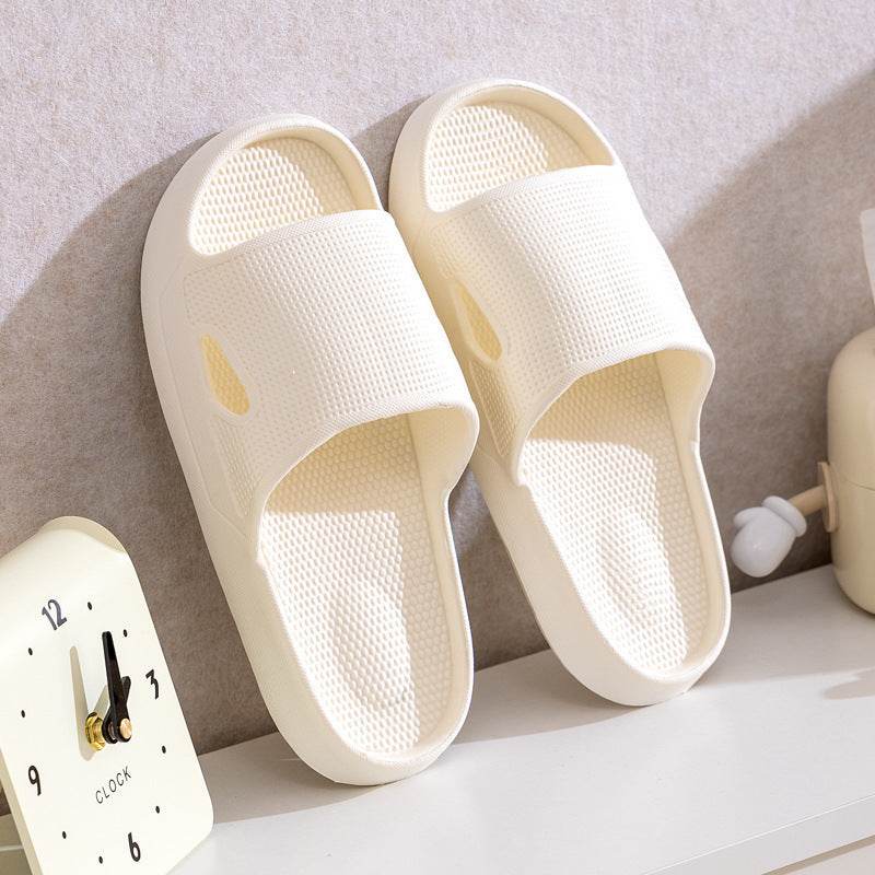 Solid Color Thick Bottom Home Slippers Summer Non-slip Floor Bathroom Slipper Women Men Couples Shoes - Velora