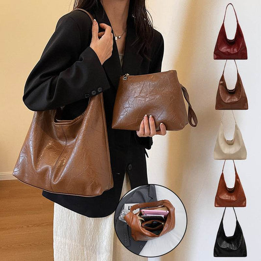 Fashion Womens Shoulder Bag Vintage Designer Large Capacity Casual Tote Bag Autumn And Winter Fashion Handbag - Velora