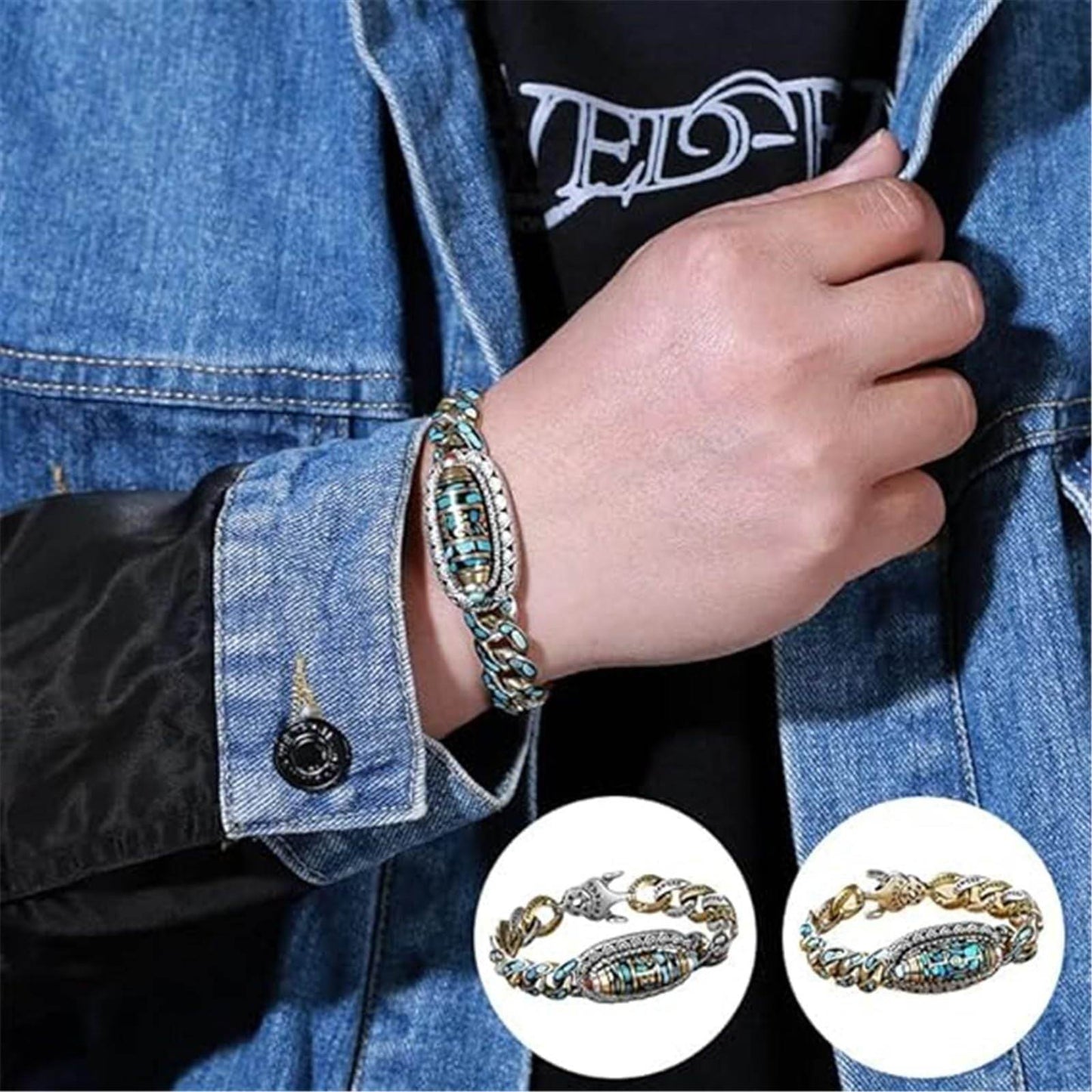 Fashion Jewelry New Men's Bracelet Personality Retro Transfer Rotating Nine Eye Pearl Bracelets High-end Gift - Velora