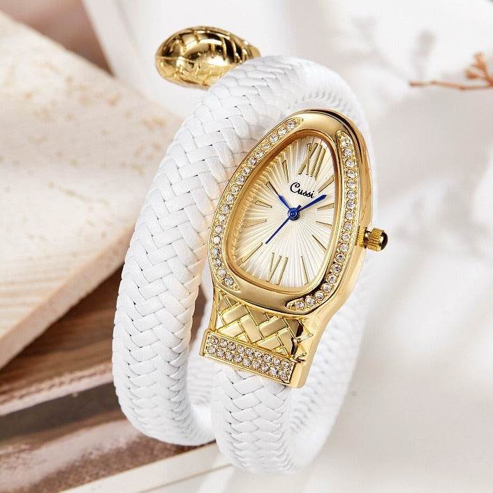 Snake Watch Fashion Quartz Watch Diamond Leather Strap - Velora
