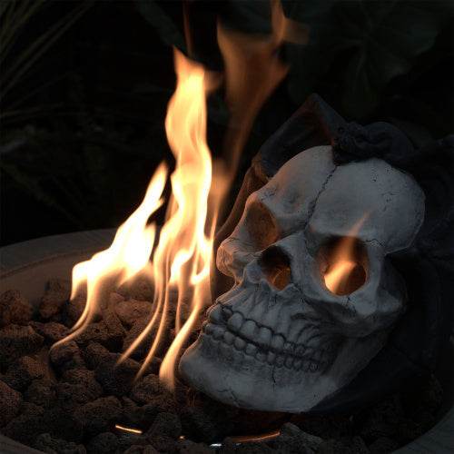 Fire Pit Demon Skull Gas Log For Ventless Vent Free, Propane, Gel, Ethanol, Electric, Outdoor Fireplace And Fire Pit, Halloween Decor - Patent Pending - Velora