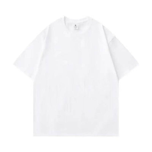 Plus Size Cotton Men's Blank T-Shirt White Oversized Retro Solid Color T-Shirt Large Size Men's Women's Fashion Short Sleeve Men's T-Shirt - Velora