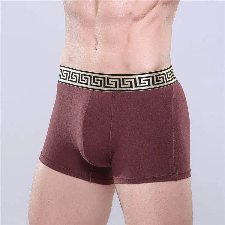 Men's Cotton Boxer Briefs Casual Solid Color Mid Waist underwear - Velora