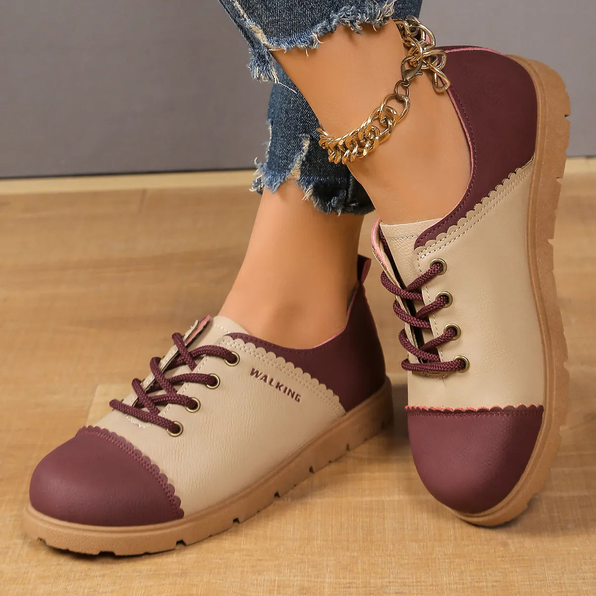 Color Block Lace Up Sneakers - Velora