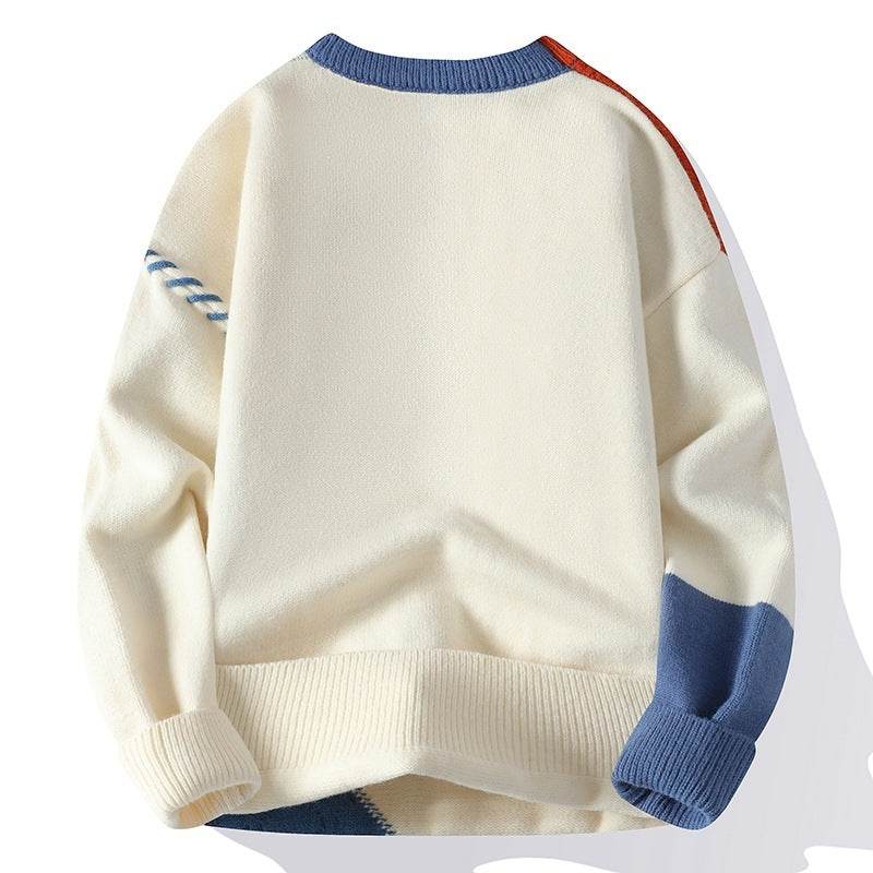Colorblock Pullover Sweater Winter Fashion Long Sleeve Top Men's Clothing - Velora