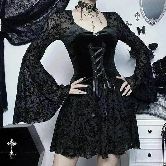 Gothic Vintage Fashion Elegant Classy Retro Mini Black Dress