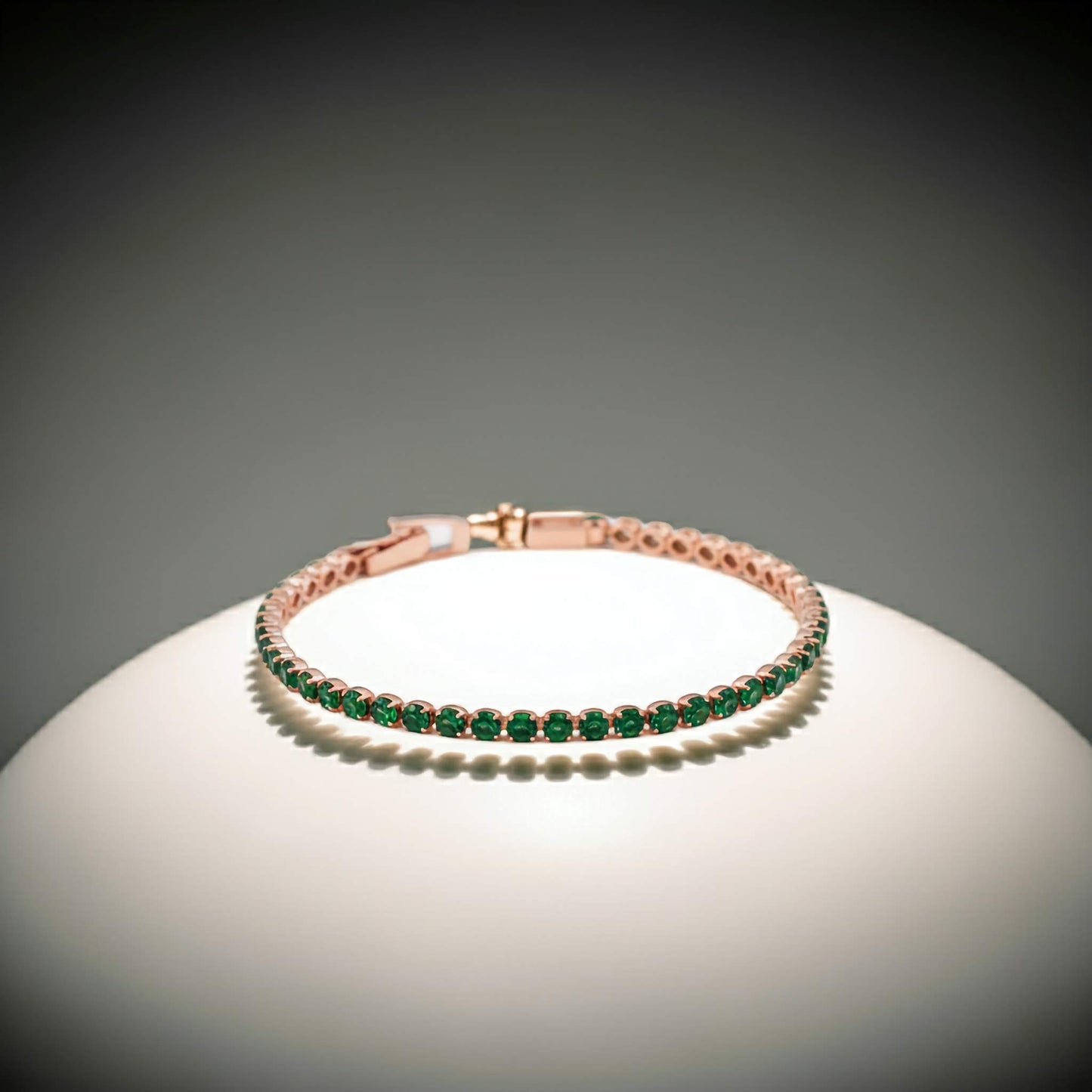 Emerald Glow Tennis Bracelet– 18K Gold Green Zirconia Jewelry
