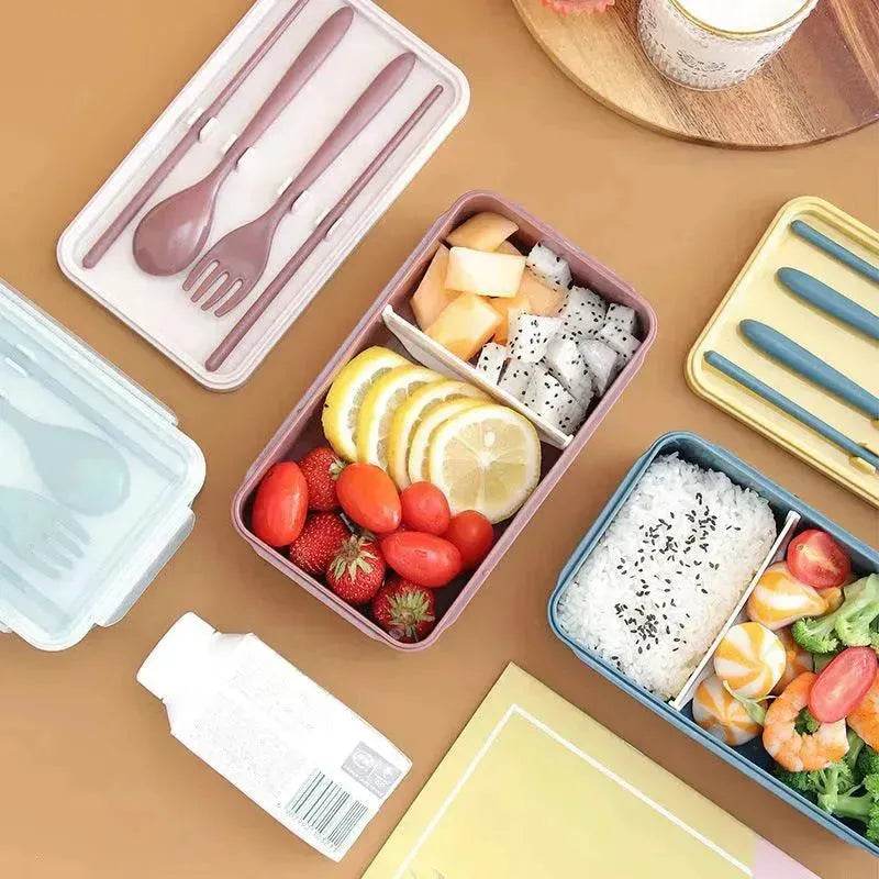 Grid Lunch Box Children's Lunch Box Set Ins Student Office Worker Insulated Lunch Box Plastic Sealed Fresh-Keeping Box - Velora