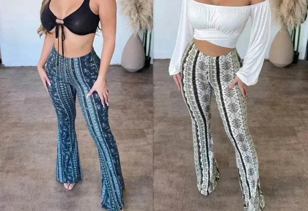 High Elastic Tight Pants Slim Charming Print Trousers Womens Clothing - Velora