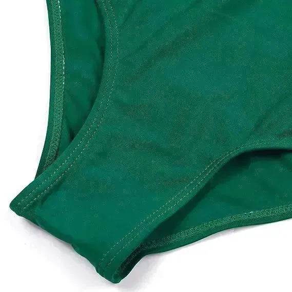 High Waist Split Swimsuit with Double Layer Lotus Leaf Design - Velora