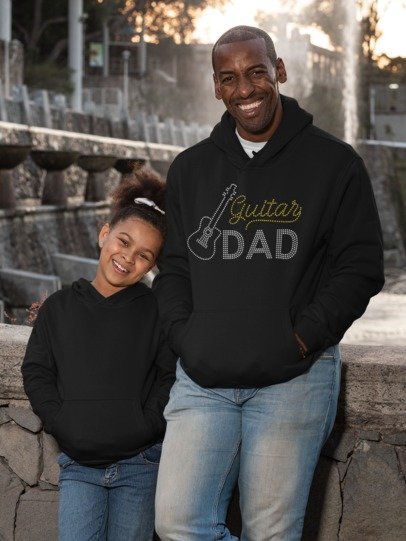 Guitar Dad Rhinestone Shirt – Music Dad Sparkle Bling Apparel | Blingdazzel