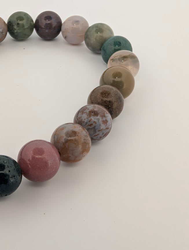 Indian Agate Bracelet — Chip & 8mm Round Beads